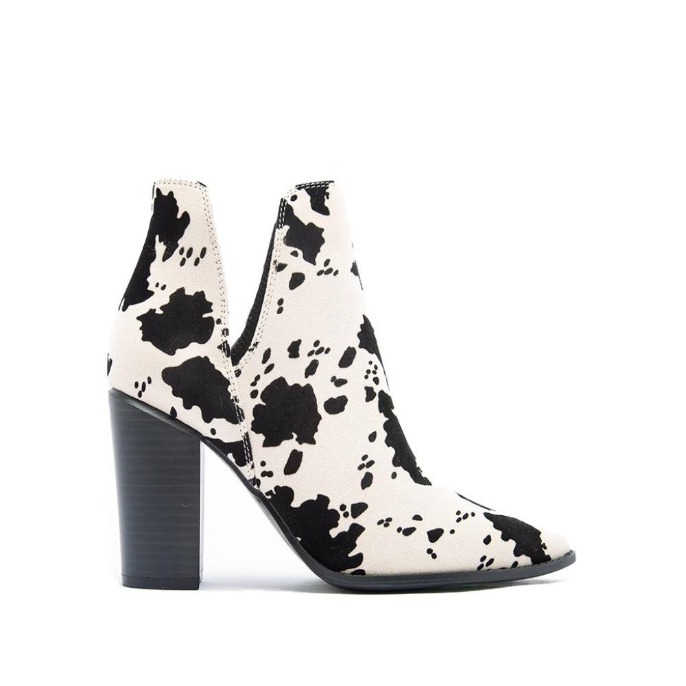 2X ❤️HP! Black Cow Printed Western Boots - Picture 2 of 6